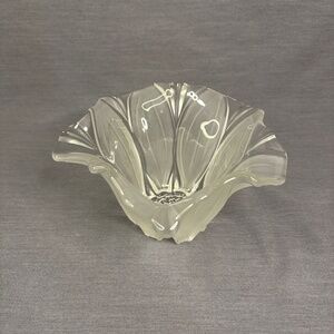 Waltherglas Susanna Satiniert Frosted Flower Crystal Bowl Candle Holder Germany